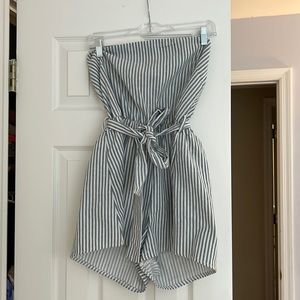 Blue and white Princess Polly romper